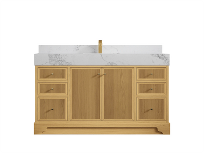 Manhattan White Oak 60 in. W x 22 in. D Single Sink Bathroom Vanity - Willow Bath and Vanity