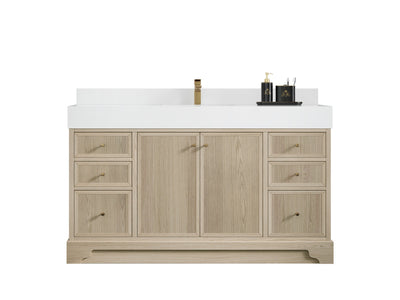 Manhattan White Oak 60 in. W x 22 in. D Single Sink Bathroom Vanity - Willow Bath and Vanity