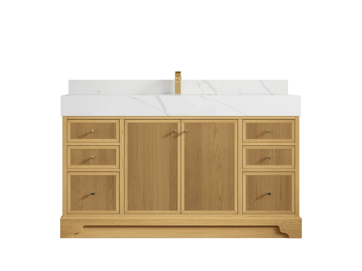 Manhattan White Oak 60 in. W x 22 in. D Single Sink Bathroom Vanity - Willow Bath and Vanity