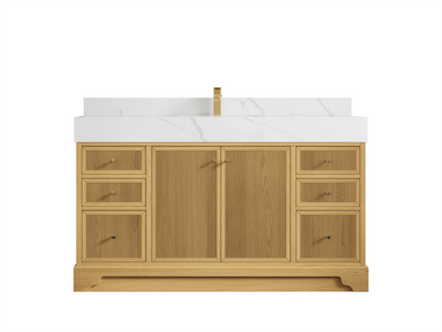Manhattan White Oak 60 in. W x 22 in. D Single Sink Bathroom Vanity - Willow Bath and Vanity