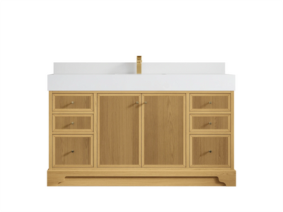 Manhattan White Oak 60 in. W x 22 in. D Single Sink Bathroom Vanity - Willow Bath and Vanity