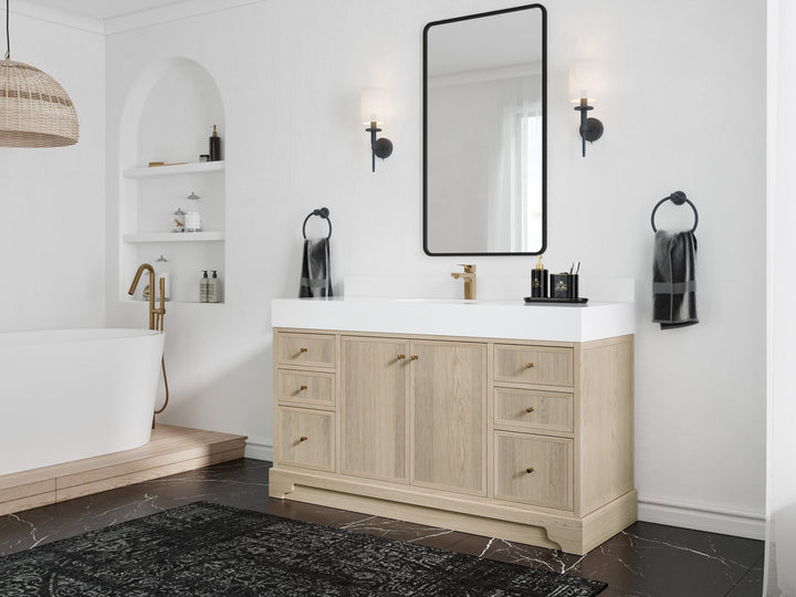 Manhattan White Oak 60 in. W x 22 in. D Single Sink Bathroom Vanity - photo 2
