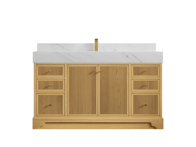 Manhattan White Oak 60 in. W x 22 in. D Single Sink Bathroom Vanity - Willow Bath and Vanity
