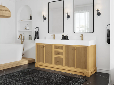Manhattan White Oak 72 in. W x 22 in. D Double Sink Bathroom Vanity - Willow Bath and Vanity