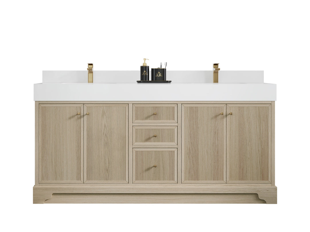 Manhattan White Oak 72 in. W x 22 in. D Double Sink Bathroom Vanity - Willow Bath and Vanity