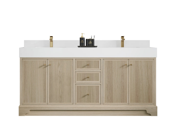 Manhattan White Oak 72 in. W x 22 in. D Double Sink Bathroom Vanity - photo 1