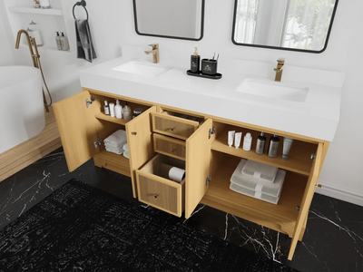 Manhattan White Oak 72 in. W x 22 in. D Double Sink Bathroom Vanity - Willow Bath and Vanity