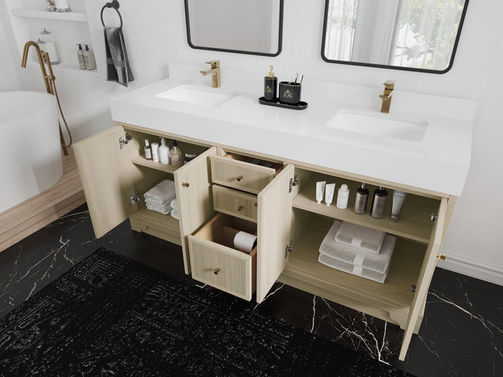Manhattan White Oak 72 in. W x 22 in. D Double Sink Bathroom Vanity - photo 3
