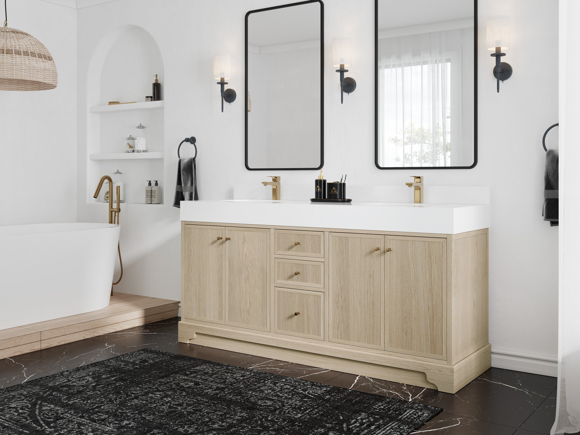 Manhattan White Oak 72 in. W x 22 in. D Double Sink Bathroom Vanity - Willow Bath and Vanity
