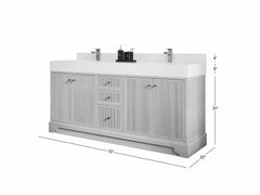 Manhattan White Oak 72 in. W x 22 in. D Double Sink Bathroom Vanity - photo 5