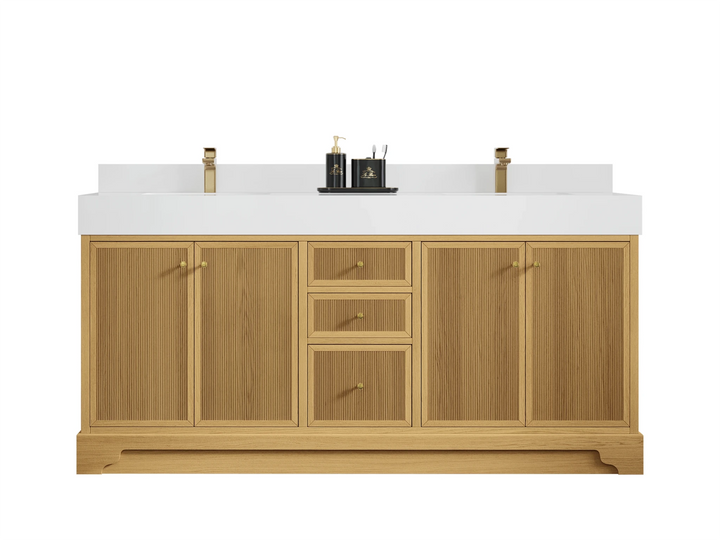 Manhattan White Oak 72 in. W x 22 in. D Double Sink Bathroom Vanity - photo 1