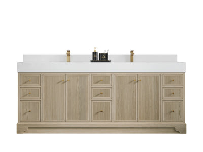 Manhattan White Oak 84 in. W x 22 in. D Double Sink Bathroom Vanity - Willow Bath and Vanity