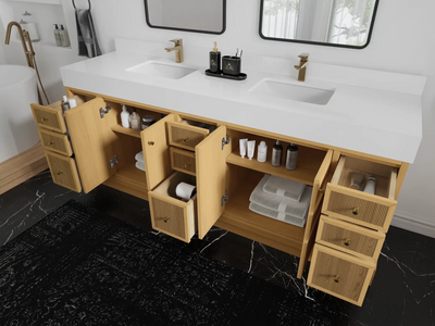 Manhattan White Oak 84 in. W x 22 in. D Double Sink Bathroom Vanity - Willow Bath and Vanity