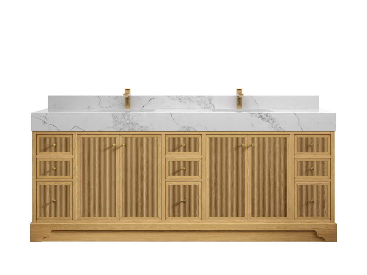 Manhattan White Oak 84 in. W x 22 in. D Double Sink Bathroom Vanity - Willow Bath and Vanity