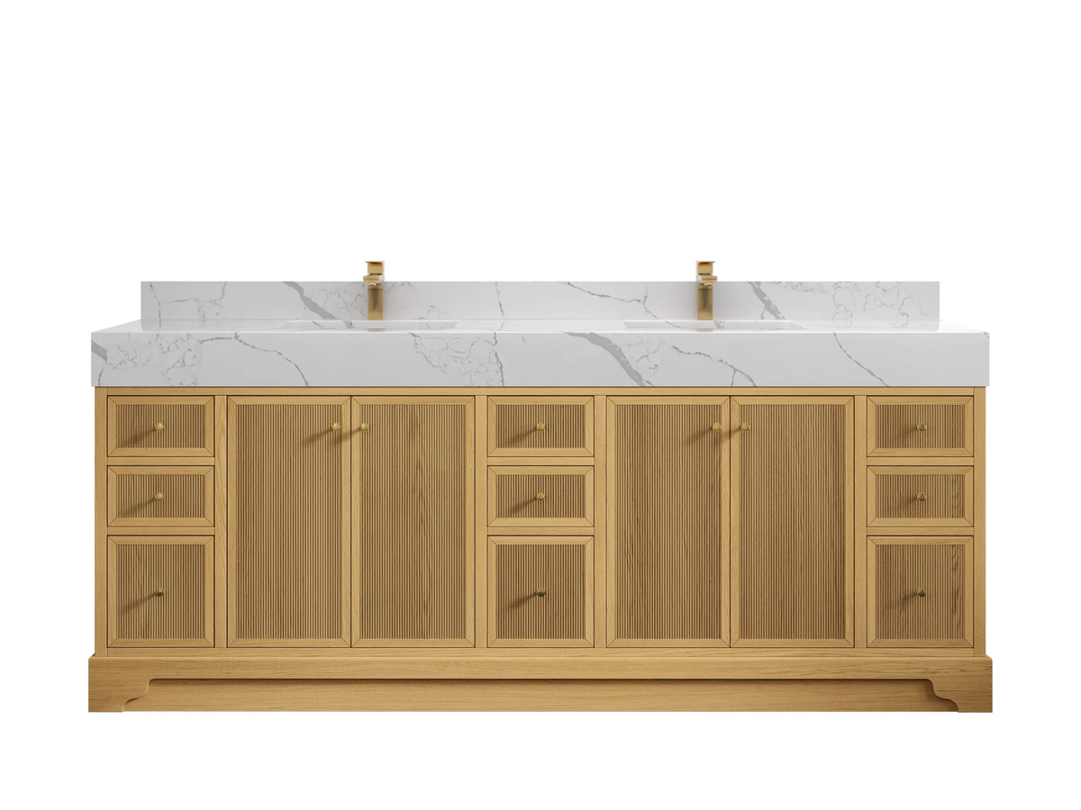 Manhattan White Oak 84 in. W x 22 in. D Double Sink Bathroom Vanity - Willow Bath and Vanity
