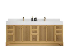 Manhattan White Oak 84 in. W x 22 in. D Double Sink Bathroom Vanity - photo 1