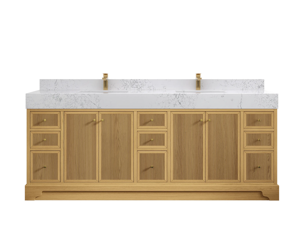 Manhattan White Oak 84 in. W x 22 in. D Double Sink Bathroom Vanity - Willow Bath and Vanity