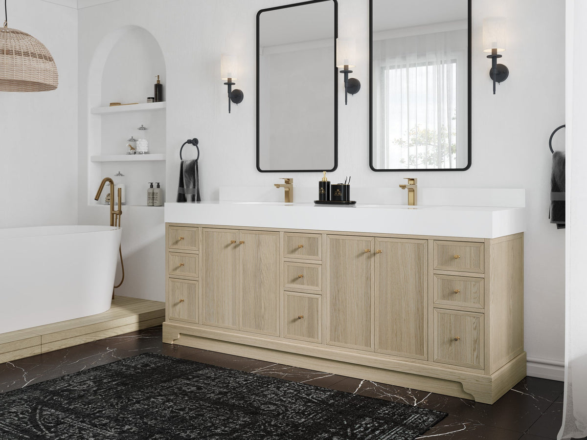 Manhattan White Oak 84 in. W x 22 in. D Double Sink Bathroom Vanity - Willow Bath and Vanity