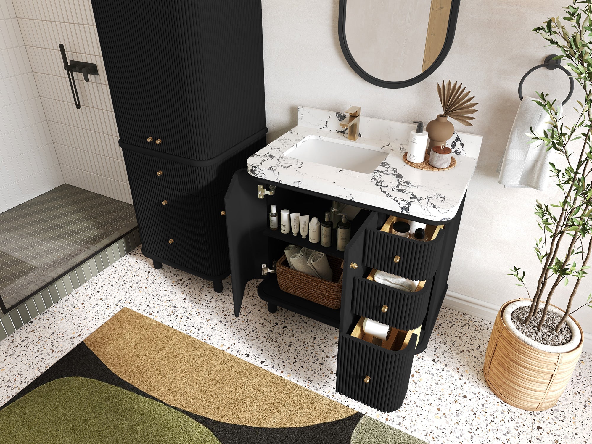 Miami 36 in. W x 22 in. D Left Offset Sink Bathroom Vanity - Willow Bath and Vanity