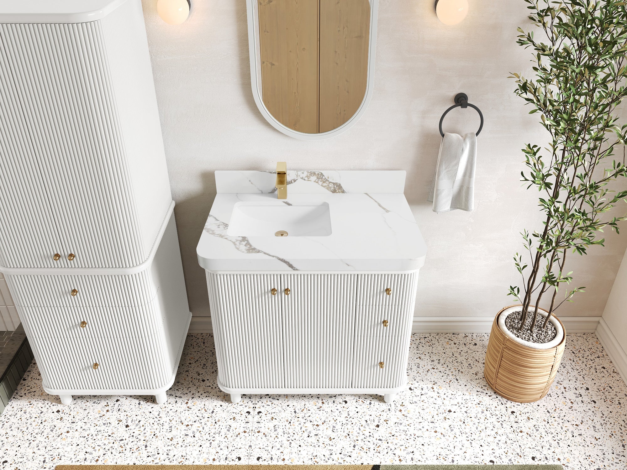 Miami 36 in. W x 22 in. D Left Offset Sink Bathroom Vanity - Willow Bath and Vanity