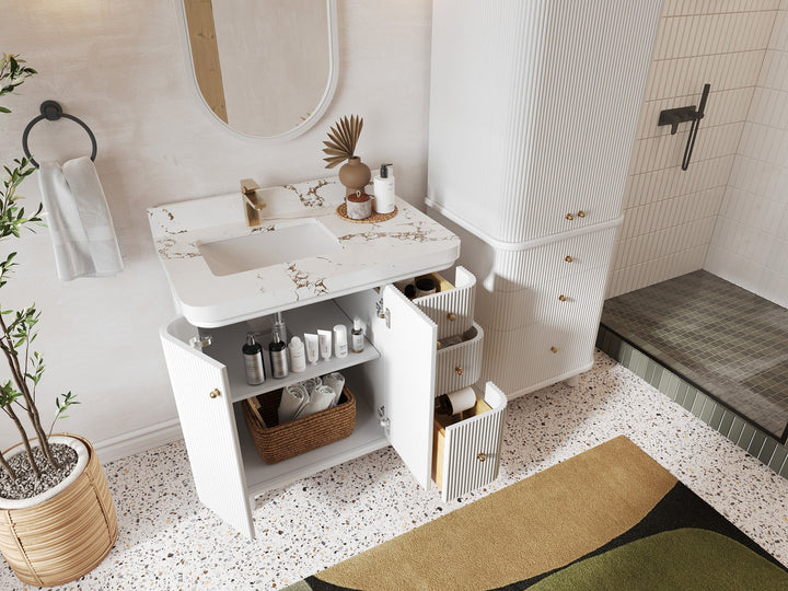 Miami 36 in. W x 22 in. D Right Offset Sink Bathroom Vanity - photo 3