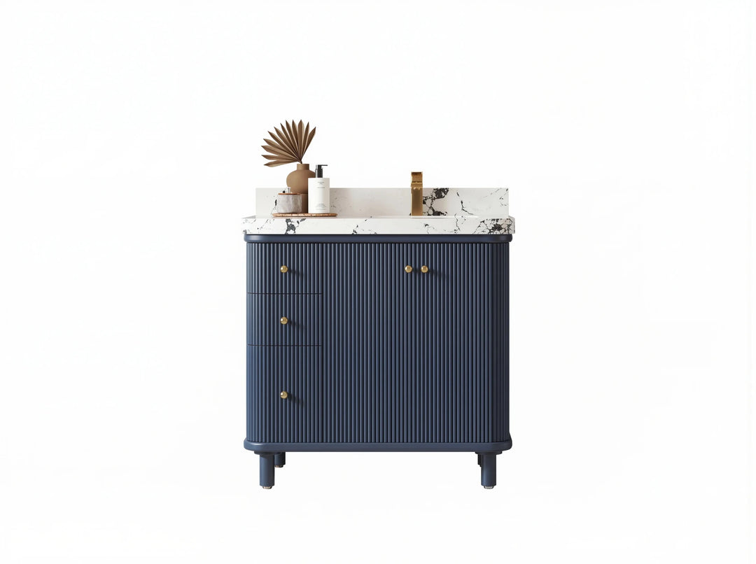 Miami 36 in. W x 22 in. D Right Offset Sink Bathroom Vanity | 
              
                Hale Navy Blue
                
                  
             - MIA-CAB-HLN-35R - photo №1