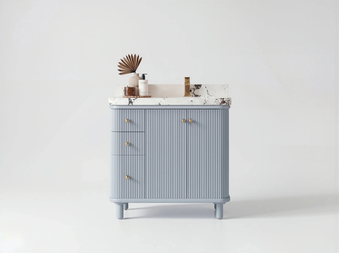 Miami 36 in. W x 22 in. D Right Offset Sink Bathroom Vanity | 
              
                Blue Heather
                
                  
             - MIA-CAB-BLU-35R - photo №1