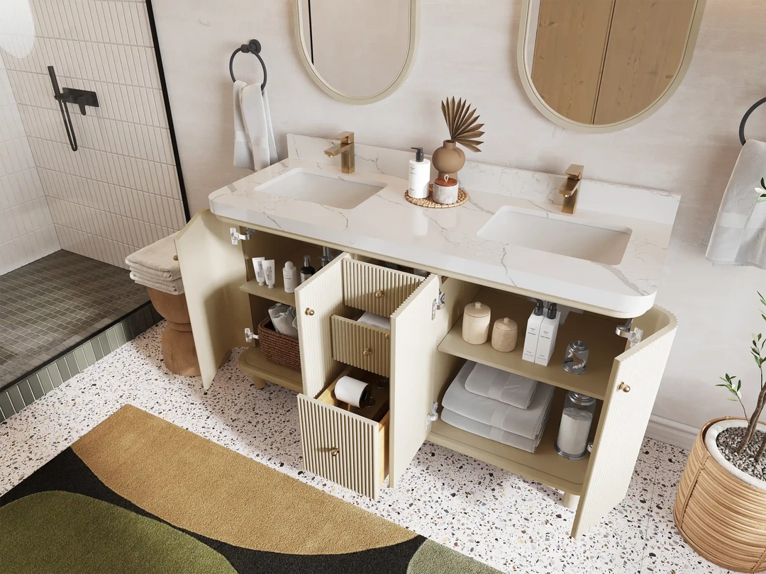 Miami 60 in. W x 22 in. D Double Sink Bathroom Vanity | 
              
                Alabaster
                
                  
             - MIA-CAB-ALB-59D - photo №3