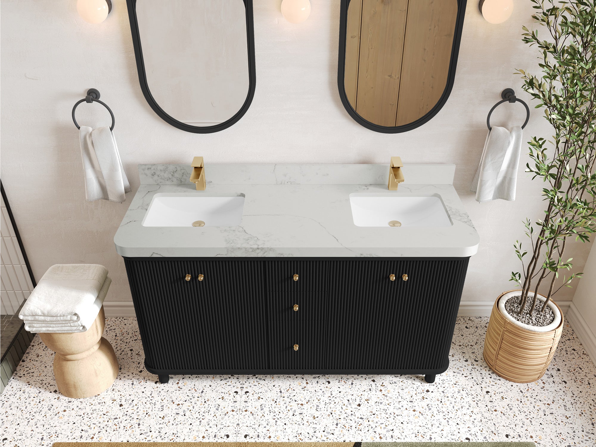 Miami 60 in. W x 22 in. D Double Sink Bathroom Vanity - Willow Bath and Vanity