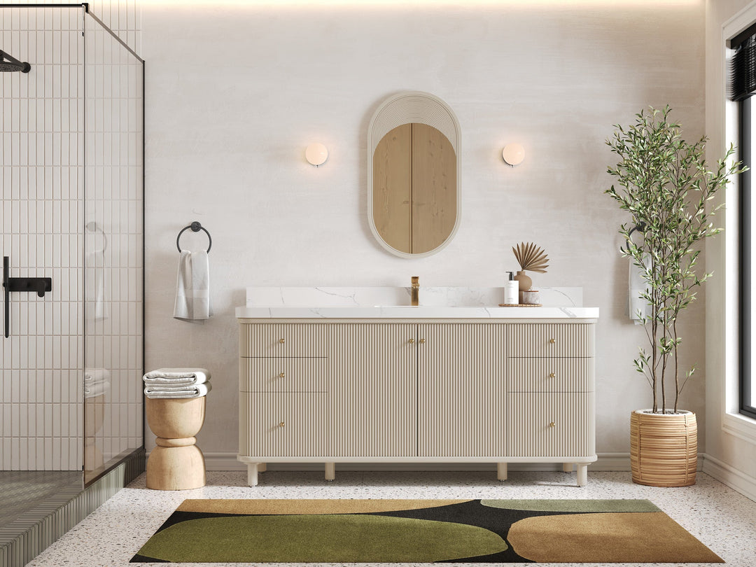 Miami 72 in. W x 22 in. D Fluted Single Sink Bathroom Vanity - Willow Bath and Vanity