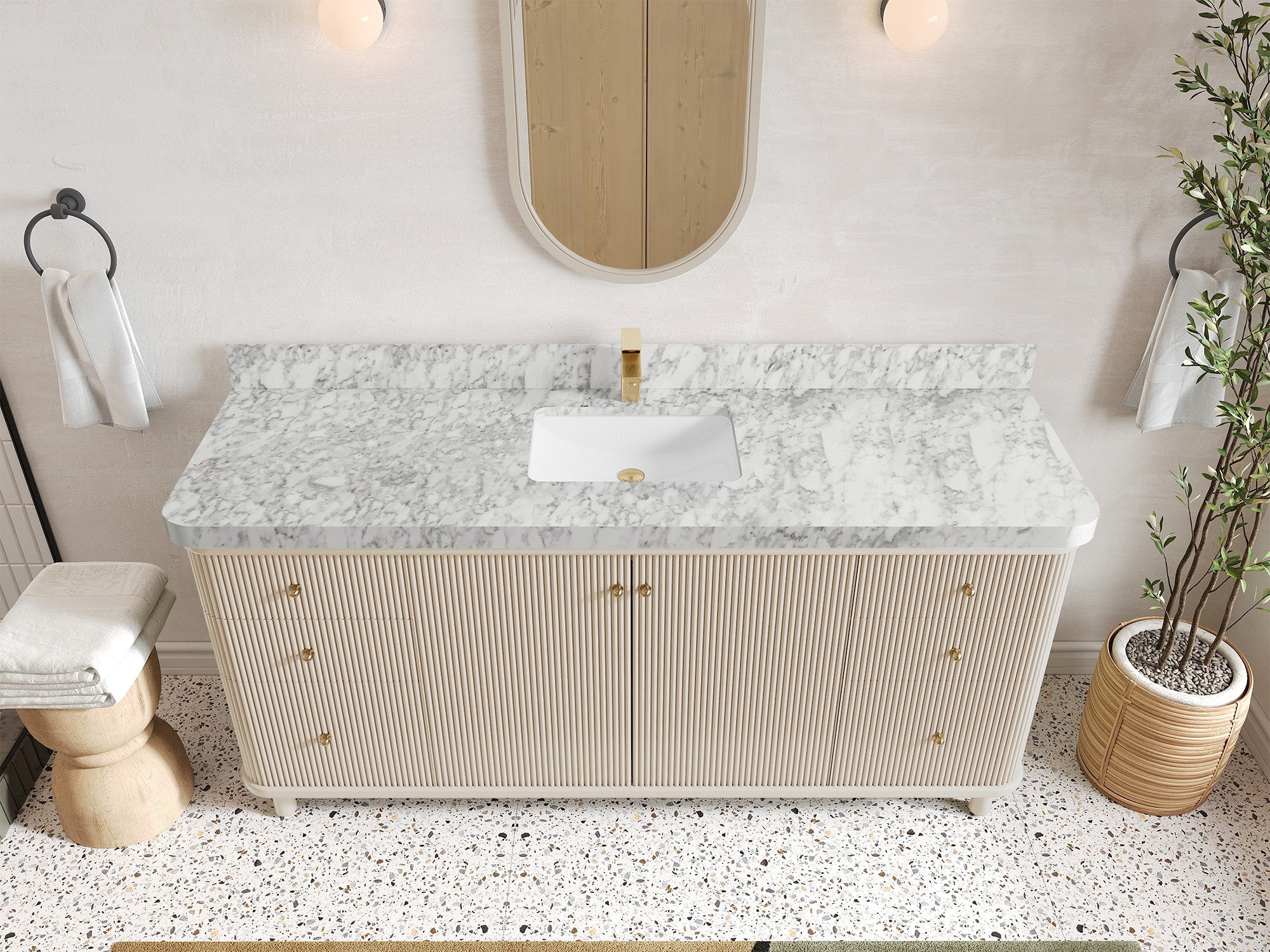 Miami 72 in. W x 22 in. D Fluted Single Sink Bathroom Vanity - Willow Bath and Vanity