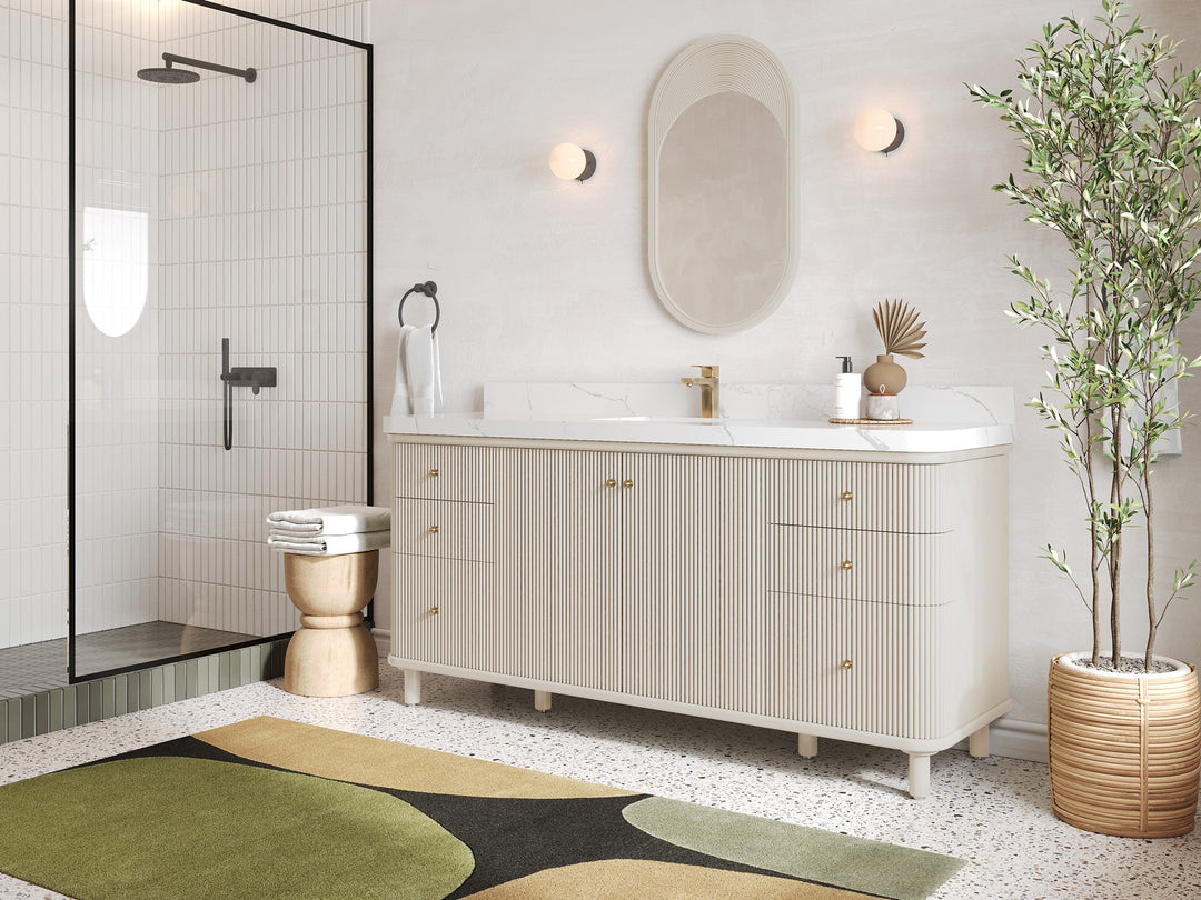 Miami 72 in. W x 22 in. D Fluted Single Sink Bathroom Vanity - Willow Bath and Vanity