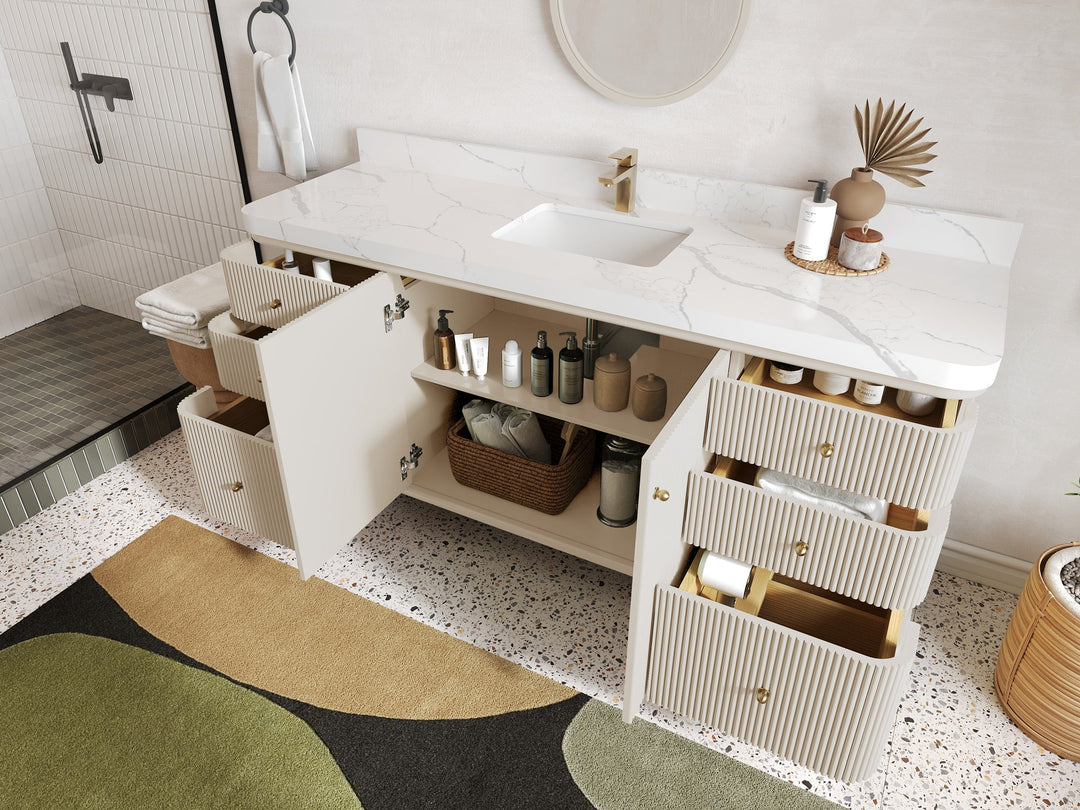 Miami 72 in. W x 22 in. D Fluted Single Sink Bathroom Vanity - Willow Bath and Vanity