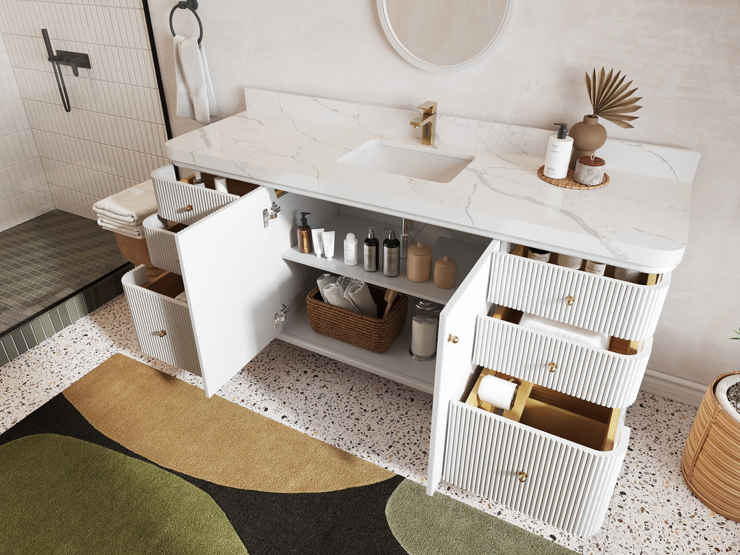 Miami 72 in. W x 22 in. D Fluted Single Sink Bathroom Vanity - Willow Bath and Vanity