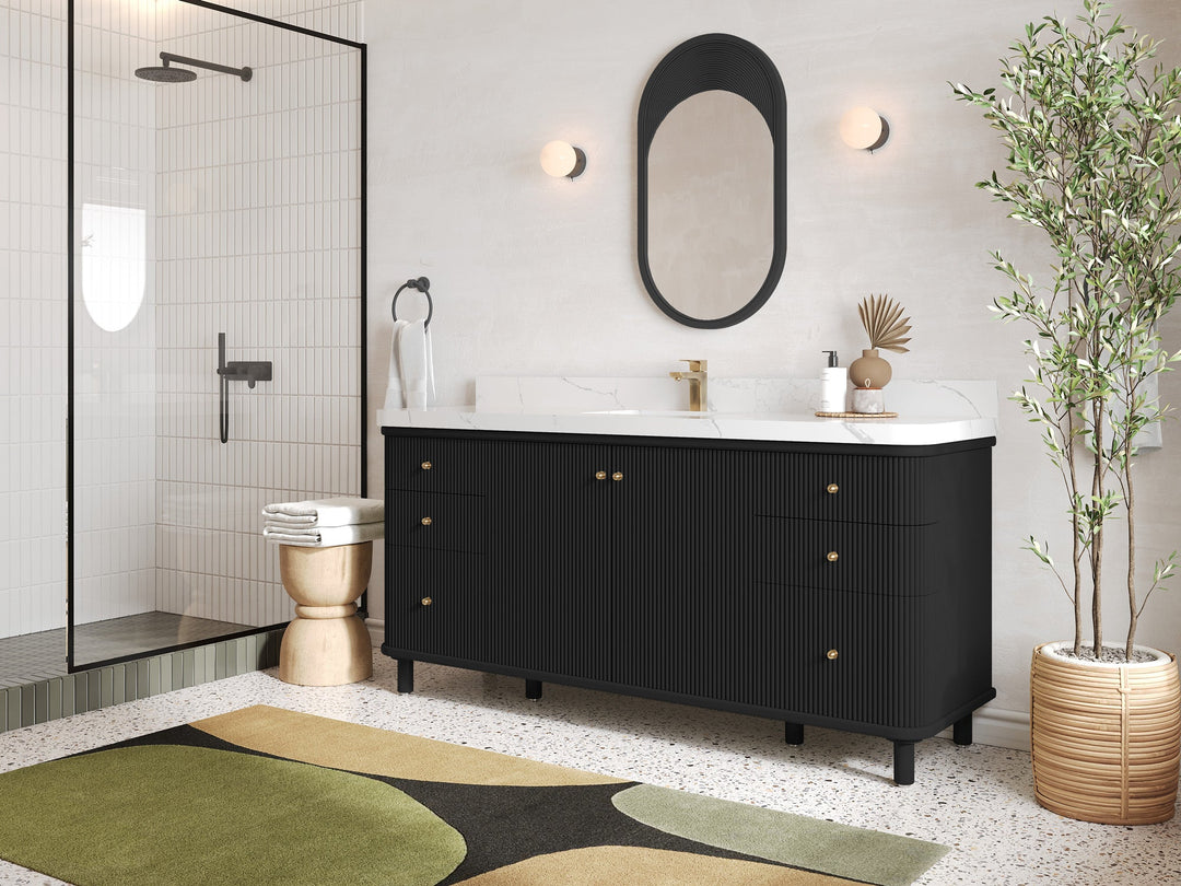 Miami 72 in. W x 22 in. D Fluted Single Sink Bathroom Vanity - Willow Bath and Vanity