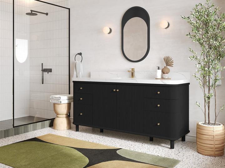 Miami 72 in. W x 22 in. D Fluted Single Sink Bathroom Vanity - photo 2