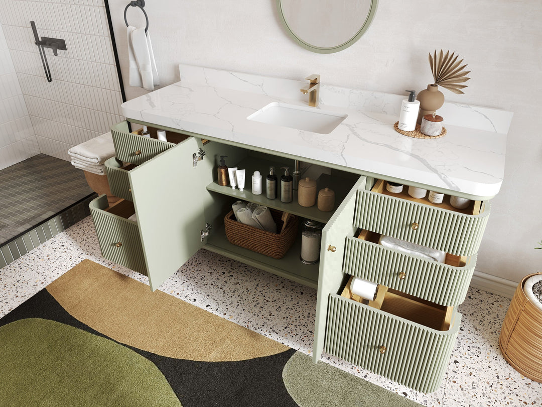 Miami 72 in. W x 22 in. D Fluted Single Sink Bathroom Vanity - Willow Bath and Vanity