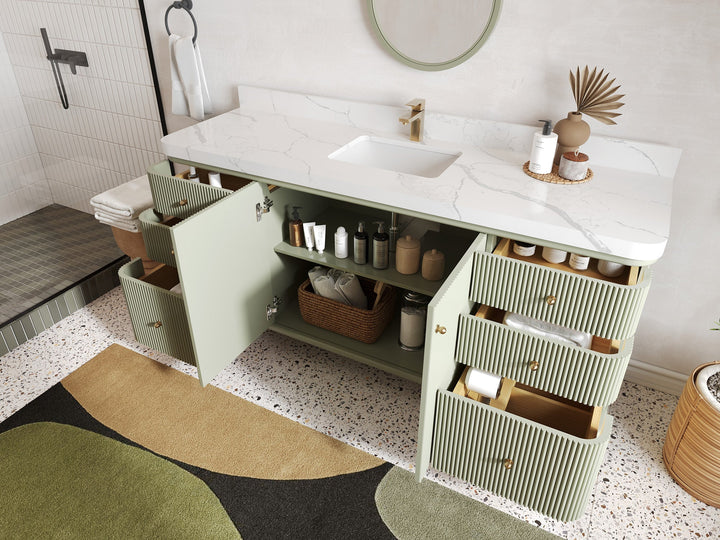 Miami 72 in. W x 22 in. D Fluted Single Sink Bathroom Vanity - photo 3