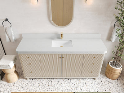Miami 72 in. W x 22 in. D Fluted Single Sink Bathroom Vanity - Willow Bath and Vanity