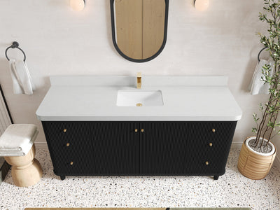 Miami 72 in. W x 22 in. D Fluted Single Sink Bathroom Vanity - Willow Bath and Vanity