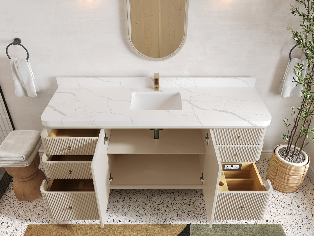 Miami 72 in. W x 22 in. D Fluted Single Sink Bathroom Vanity - Willow Bath and Vanity