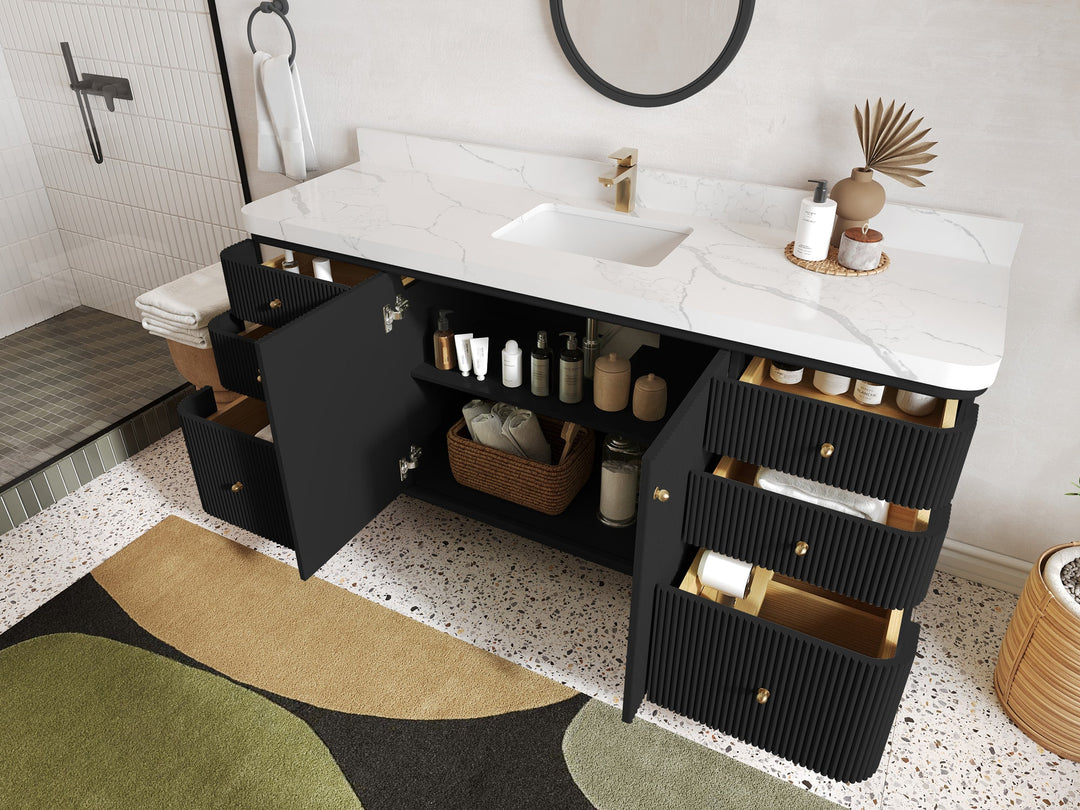 Miami 72 in. W x 22 in. D Fluted Single Sink Bathroom Vanity - Willow Bath and Vanity