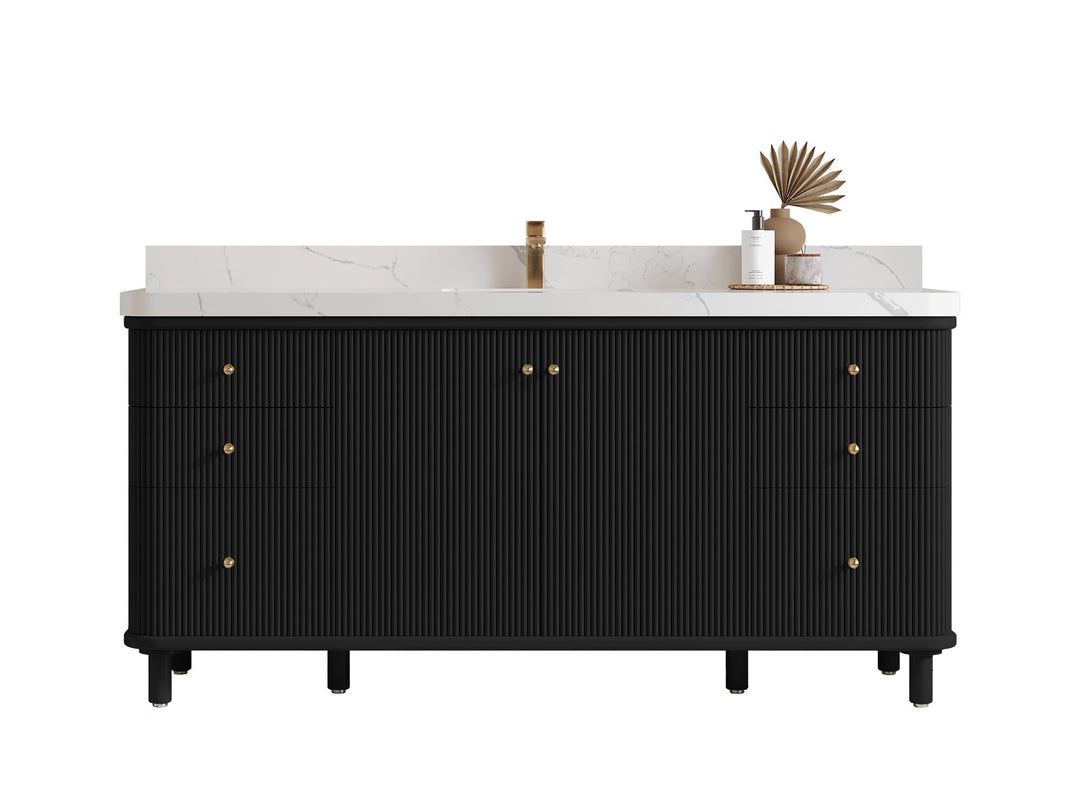 Miami 72 in. W x 22 in. D Fluted Single Sink Bathroom Vanity - Willow Bath and Vanity