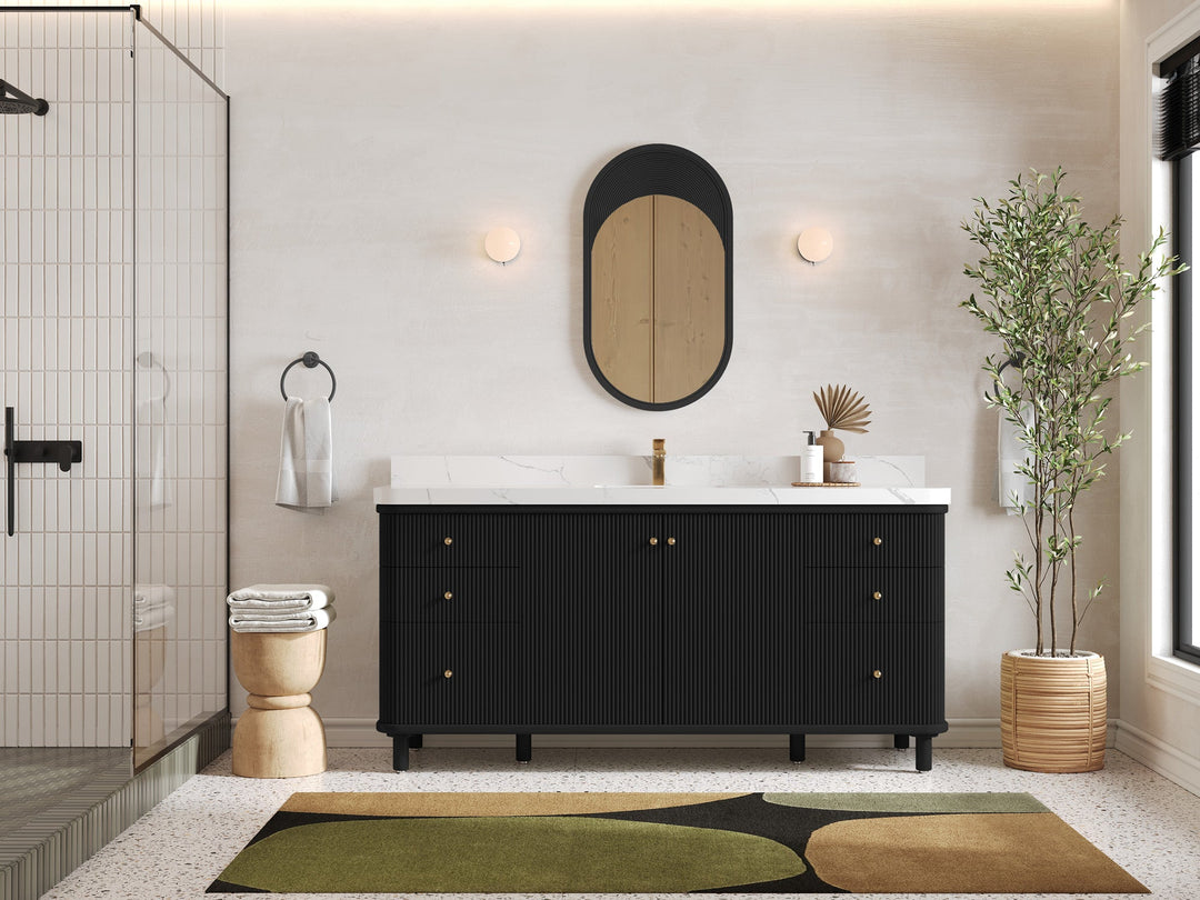 Miami 72 in. W x 22 in. D Fluted Single Sink Bathroom Vanity - Willow Bath and Vanity