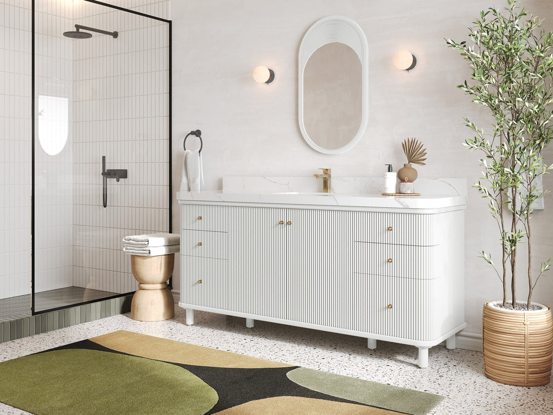 Miami 72 in. W x 22 in. D Fluted Single Sink Bathroom Vanity - Willow Bath and Vanity