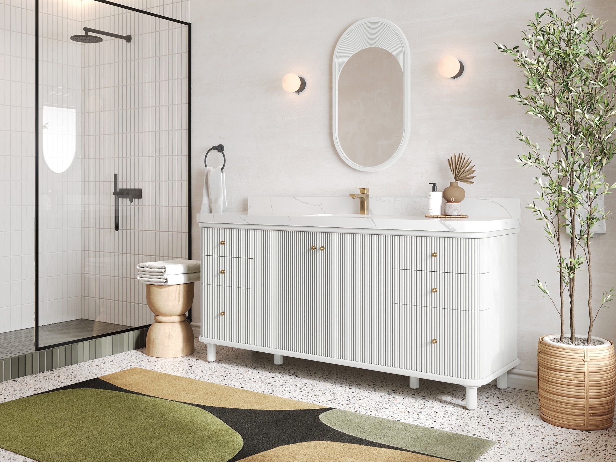 Miami 72 in. W x 22 in. D Fluted Single Sink Bathroom Vanity - Willow Bath and Vanity