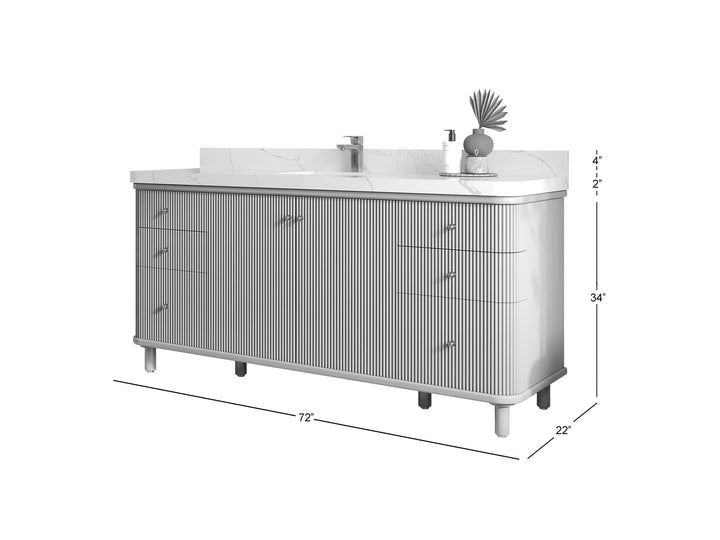Miami 72 in. W x 22 in. D Fluted Single Sink Bathroom Vanity - photo 6
