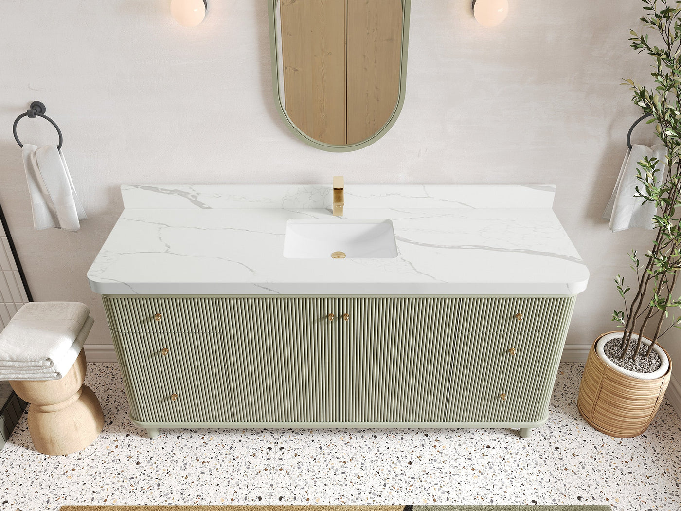 Miami 72 in. W x 22 in. D Fluted Single Sink Bathroom Vanity