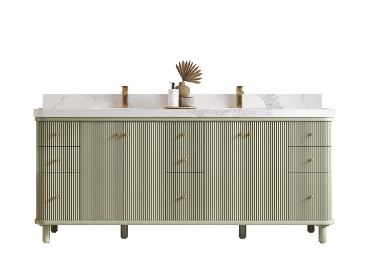 Miami 80 in. W x 22 in. D Fluted Double Sink Bathroom Vanity - photo 1