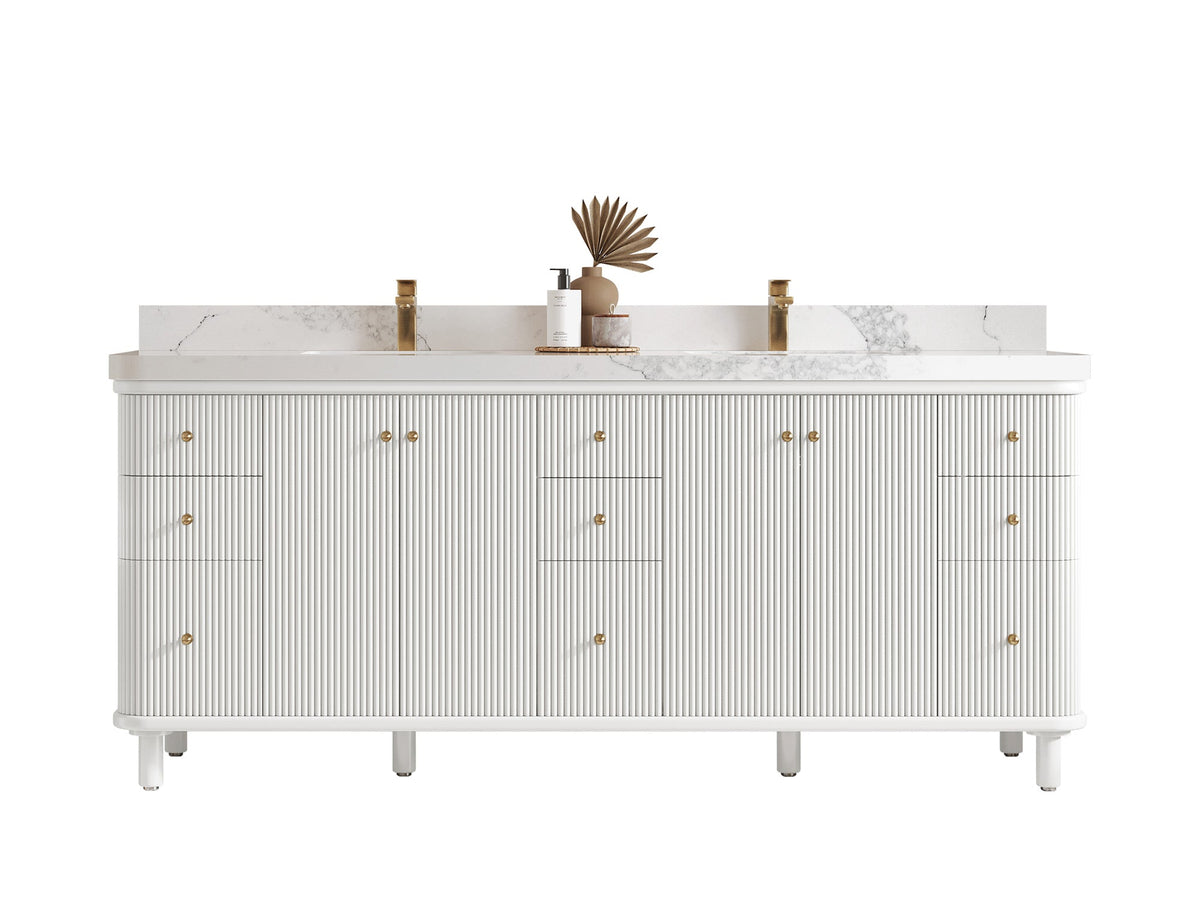 Miami 80 in. W x 22 in. D Fluted Double Sink Bathroom Vanity - Willow Bath and Vanity